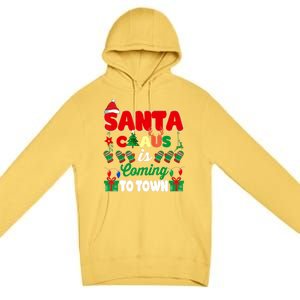 Merry Christmas Santa Claus Coming To Town Retro Xmas Lights Gift Premium Pullover Hoodie