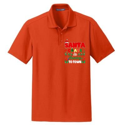 Merry Christmas Santa Claus Coming To Town Retro Xmas Lights Gift Dry Zone Grid Polo