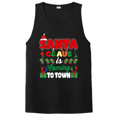 Merry Christmas Santa Claus Coming To Town Retro Xmas Lights Gift PosiCharge Competitor Tank