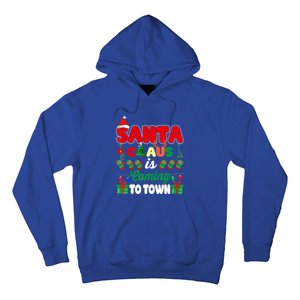 Merry Christmas Santa Claus Coming To Town Retro Xmas Lights Gift Hoodie