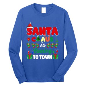 Merry Christmas Santa Claus Coming To Town Retro Xmas Lights Gift Long Sleeve Shirt