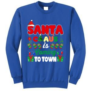 Merry Christmas Santa Claus Coming To Town Retro Xmas Lights Gift Sweatshirt