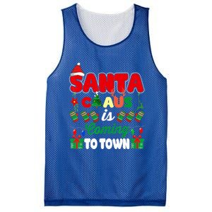 Merry Christmas Santa Claus Coming To Town Retro Xmas Lights Gift Mesh Reversible Basketball Jersey Tank