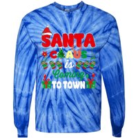 Merry Christmas Santa Claus Coming To Town Retro Xmas Lights Gift Tie-Dye Long Sleeve Shirt