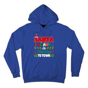 Merry Christmas Santa Claus Coming To Town Retro Xmas Lights Gift Tall Hoodie