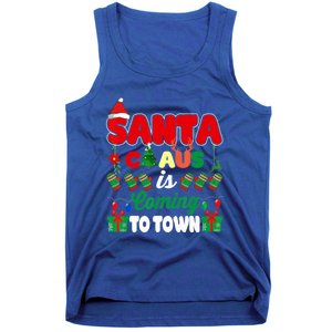 Merry Christmas Santa Claus Coming To Town Retro Xmas Lights Gift Tank Top