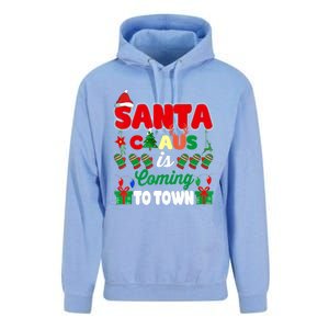 Merry Christmas Santa Claus Coming To Town Retro Xmas Lights Gift Unisex Surf Hoodie