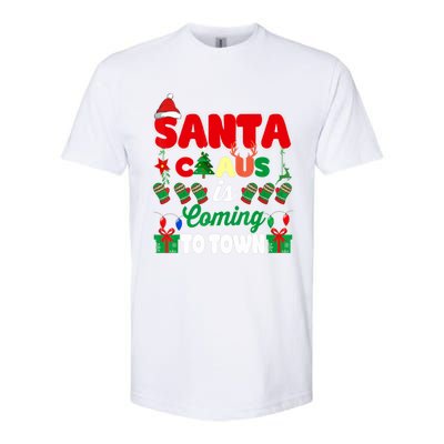 Merry Christmas Santa Claus Coming To Town Retro Xmas Lights Gift Softstyle CVC T-Shirt