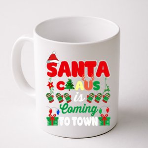 Merry Christmas Santa Claus Coming To Town Retro Xmas Lights Gift Coffee Mug