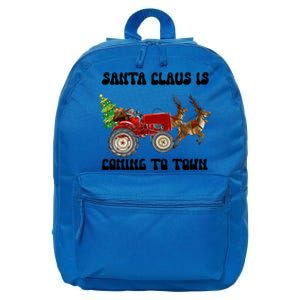 Merry Christmas Santa Claus Is Coming Tractor Xmas Reindeer Gift 16 in Basic Backpack