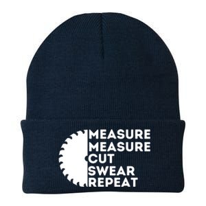 Measure Cut Swear Funny Carpenter Woodworking Woodworker Knit Cap Winter Beanie