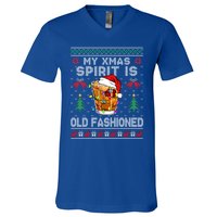 My Christmas Spirit Is Old Fashioned Whiskey Ugly Christmas Meaningful Gift V-Neck T-Shirt