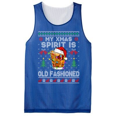 My Christmas Spirit Is Old Fashioned Whiskey Ugly Christmas Meaningful Gift Mesh Reversible Basketball Jersey Tank