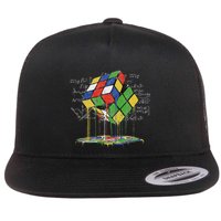 Melting Cube Speed Cubing Vintage Puzzle Math Flat Bill Trucker Hat
