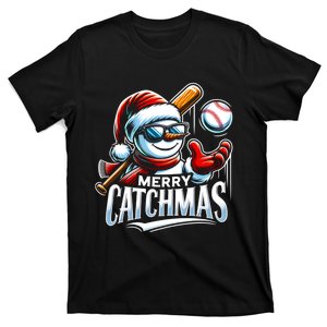 Merry Catchmas Snowman Baseball Catcher Cute Gift Merry Christmas T-Shirt