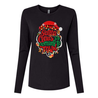 Merry Christmas Santa Claus Is Coming Funny Gingerbread Xmas Gift Womens Cotton Relaxed Long Sleeve T-Shirt