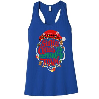 Merry Christmas Santa Claus Is Coming Funny Gingerbread Xmas Gift Women's Racerback Tank