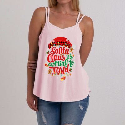 Merry Christmas Santa Claus Is Coming Funny Gingerbread Xmas Gift Women's Strappy Tank