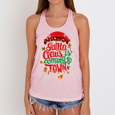 Merry Christmas Santa Claus Is Coming Funny Gingerbread Xmas Gift Women's Knotted Racerback Tank