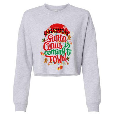 Merry Christmas Santa Claus Is Coming Funny Gingerbread Xmas Gift Cropped Pullover Crew