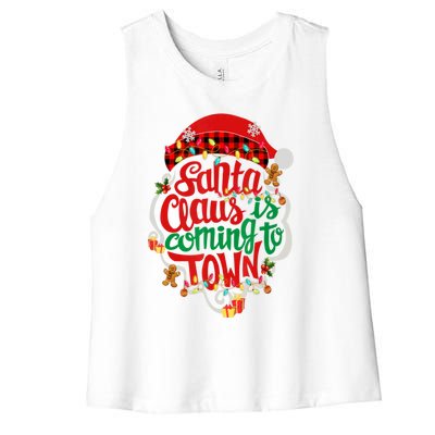 Merry Christmas Santa Claus Is Coming Funny Gingerbread Xmas Gift Women's Racerback Cropped Tank