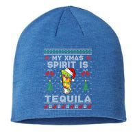 My Christmas Spirit Is Tequila Mexican Ugly Christmas Gift Sustainable Beanie