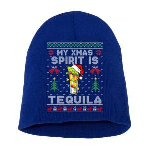 My Christmas Spirit Is Tequila Mexican Ugly Christmas Gift Short Acrylic Beanie