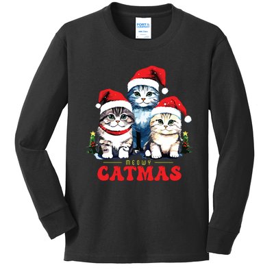 Meowy Catmas Sweater Christmad Meowy Christmas Cat Christmas Kids Long Sleeve Shirt