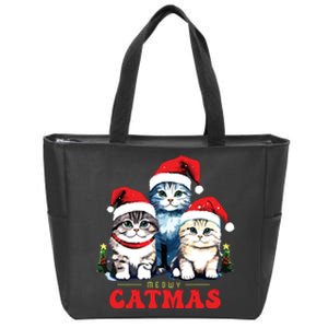 Meowy Catmas Sweater Christmad Meowy Christmas Cat Christmas Zip Tote Bag