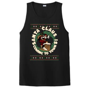 Merry Christmas Santa Claus Is Coming Funny Ugly Xmas Retro Gift PosiCharge Competitor Tank