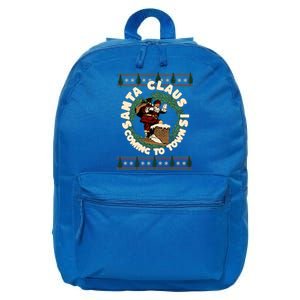 Merry Christmas Santa Claus Is Coming Funny Ugly Xmas Retro Gift 16 in Basic Backpack