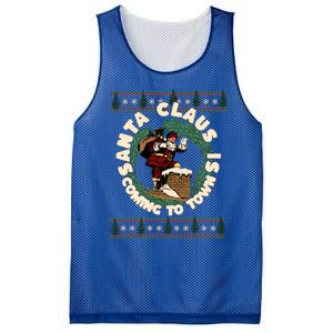 Merry Christmas Santa Claus Is Coming Funny Ugly Xmas Retro Gift Mesh Reversible Basketball Jersey Tank