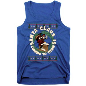 Merry Christmas Santa Claus Is Coming Funny Ugly Xmas Retro Gift Tank Top