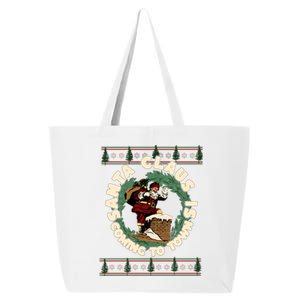 Merry Christmas Santa Claus Is Coming Funny Ugly Xmas Retro Gift 25L Jumbo Tote