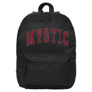 Mystic Connecticut Souvenir College Style Red Text 16 in Basic Backpack