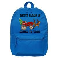 Merry Christmas Santa Claus Is Coming Tractor Xmas Reindeer Cool Gift 16 in Basic Backpack