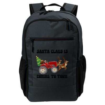 Merry Christmas Santa Claus Is Coming Tractor Xmas Reindeer Cool Gift Daily Commute Backpack