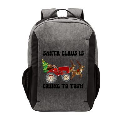 Merry Christmas Santa Claus Is Coming Tractor Xmas Reindeer Cool Gift Vector Backpack