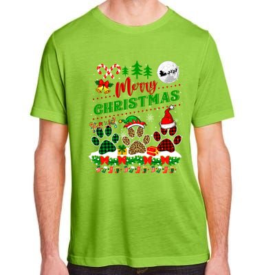 Merry Christmas Santa Reindeer Elf Dog Paws Funny Family Meaningful Gift Adult ChromaSoft Performance T-Shirt