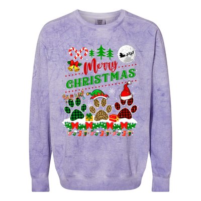 Merry Christmas Santa Reindeer Elf Dog Paws Funny Family Meaningful Gift Colorblast Crewneck Sweatshirt