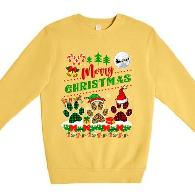 Merry Christmas Santa Reindeer Elf Dog Paws Funny Family Meaningful Gift Premium Crewneck Sweatshirt