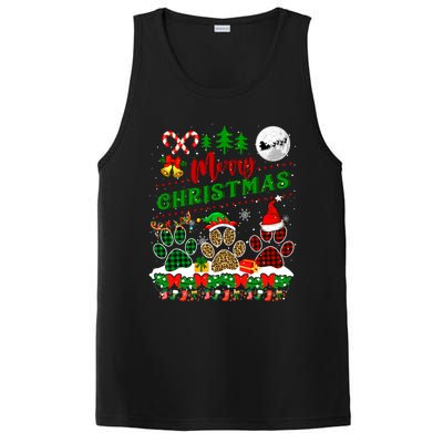 Merry Christmas Santa Reindeer Elf Dog Paws Funny Family Meaningful Gift PosiCharge Competitor Tank