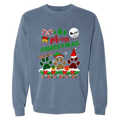 Merry Christmas Santa Reindeer Elf Dog Paws Funny Family Meaningful Gift Garment-Dyed Sweatshirt