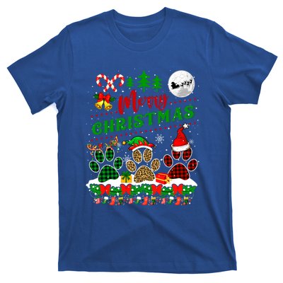 Merry Christmas Santa Reindeer Elf Dog Paws Funny Family Meaningful Gift T-Shirt