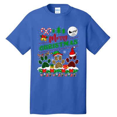 Merry Christmas Santa Reindeer Elf Dog Paws Funny Family Meaningful Gift Tall T-Shirt