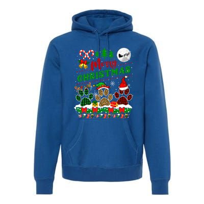 Merry Christmas Santa Reindeer Elf Dog Paws Funny Family Meaningful Gift Premium Hoodie