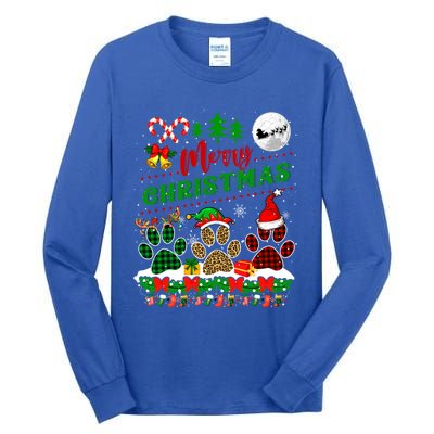 Merry Christmas Santa Reindeer Elf Dog Paws Funny Family Meaningful Gift Tall Long Sleeve T-Shirt