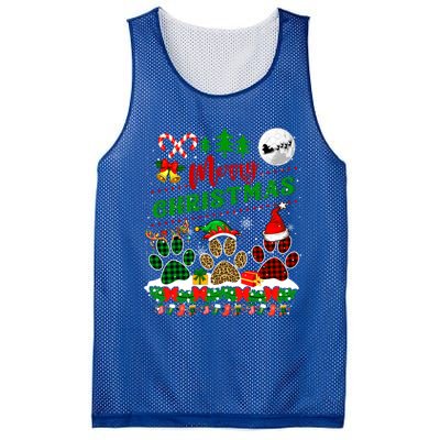 Merry Christmas Santa Reindeer Elf Dog Paws Funny Family Meaningful Gift Mesh Reversible Basketball Jersey Tank