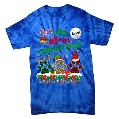 Merry Christmas Santa Reindeer Elf Dog Paws Funny Family Meaningful Gift Tie-Dye T-Shirt