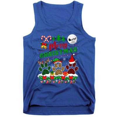 Merry Christmas Santa Reindeer Elf Dog Paws Funny Family Meaningful Gift Tank Top